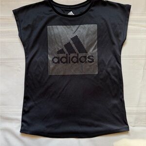 Adidas Kids Black tee with silver logo design